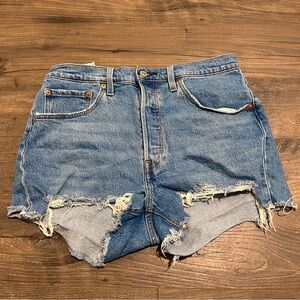 Levi’s 501 High Waist Distressed Denim Shorts Women’s 30